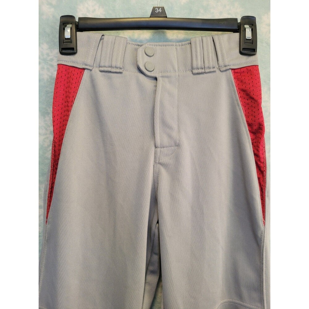 Rawlings Baseball Pants Boys Youth Medium Relaxed Fit MLB Softball Gray Red Pipe
